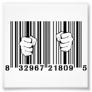 Opgenomen door Consumerisme UPC Barcode gevangenis Foto Afdruk