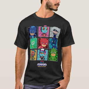 Opgenomen paneeltekens van PJ-maskers in groep ver T-shirt