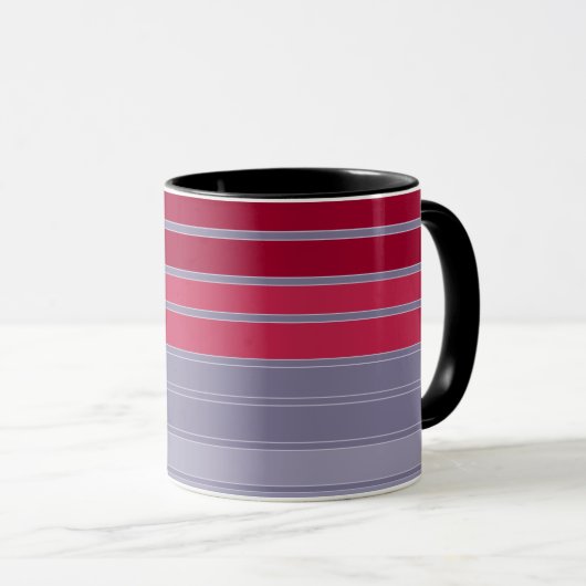 Opgerapt rood en grijs eenvoudig patroon mok (Voorkant rechts)