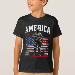 Opgericht 1776 Patriottische Amerikaanse Vintage V T-shirt