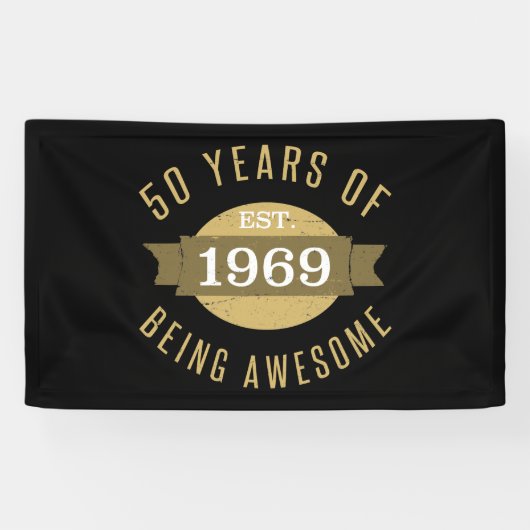 Opgericht 1969 50e verjaardag spandoek (Horizontaal)