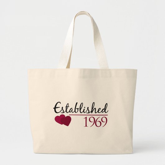 Opgericht in 1969 grote tote bag (Voorkant)