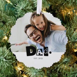 Opgerichte Vader Jaar Aangepaste Foto Kerstmis Pap Ornament Kaart