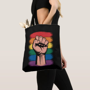 Opgerichte Vuist Trots Regenboog LGBTQ Steun Recht Draagtas