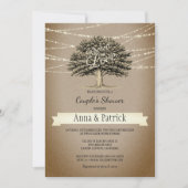 Opgerold in Love Rustic Tree Lights Couple's Showe Kaart (Voorkant)