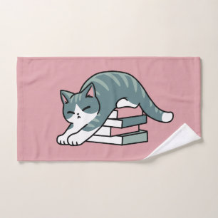 Opgerold met een boek en een kat - Gezellig Katten Bad Handdoek