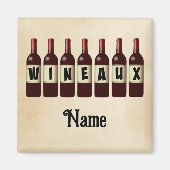 Opgerolde glazen glazen flessen Wineaux rode wijn Magneet (Voorkant)