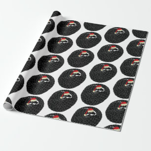 Opgerolde schubdier Kerstmis zwart en wit Cadeaupapier