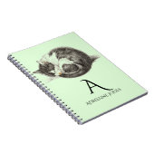 Opgerolde slapende kat aangepaste naam notitieboek (Rechterzijde)