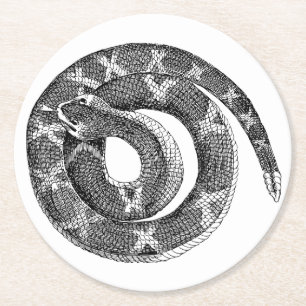 Opgerolde tekening van de slangenlijn illustratie ronde kartonnen onderzetter
