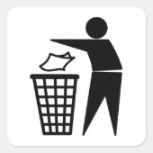 opgeruimd Man dat afval weggooit Vierkante Sticker (Voorkant)