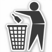 Opgeruimd Man en vuilnissymbool Sticker (Voorkant)