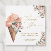 Opgeschept Ice Cream Bloemenroze Vrijgezellenfeest Bedankjes Labels (Achterkant)