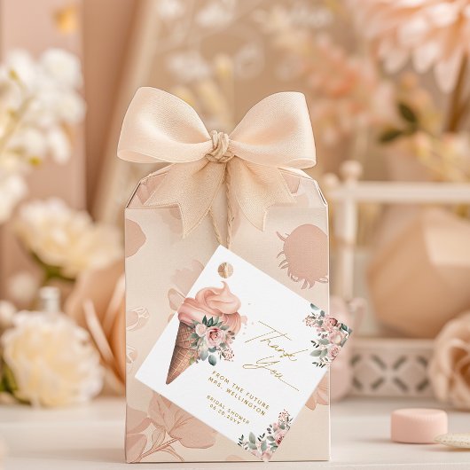 Opgeschept Ice Cream Bloemenroze Vrijgezellenfeest Bedankjes Labels