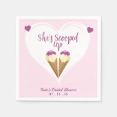 Opgeschept roze Ice Cream Heart Vrijgezellenfeest Servet (Voorkant)