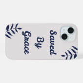 "Opgeslagen door genade" IPhone 15 telefoonhoesje Hoesje (Achterkant horizontaal)