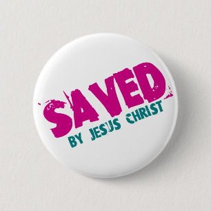 OPGESLAGEN door Jezus Christus Ronde Button 5,7 Cm