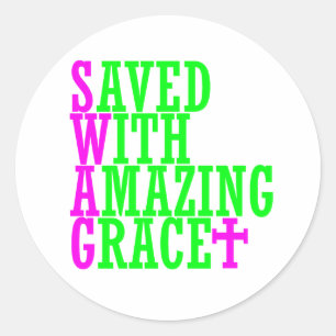 Opgeslagen met verbazingwekkende Grace SWAG Christ Ronde Sticker
