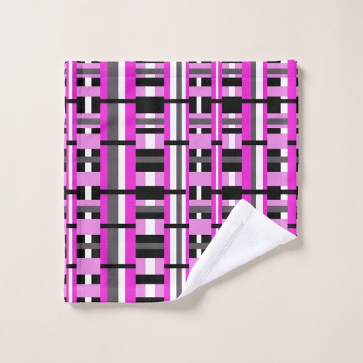 Opgesteld in roze, zwart en grijs bad handdoek (Wasdoekje)
