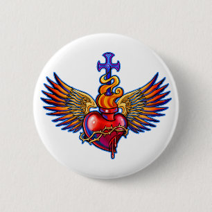 Opgesteld ontwerp voor Heart Angel Wings Ronde Button 5,7 Cm