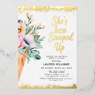 Opgetrokken Ice Cream-Vrijgezellenfeest Folie Uitnodiging