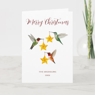 Opgevouwen Kolibrie Kerstkaart Feestdagen Kaart