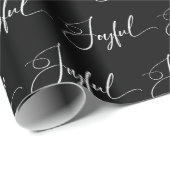 opgewekt | Elegant Script Black Christmas Cadeaupapier (Rol Hoek)