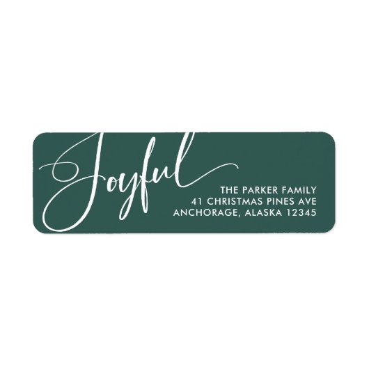 opgewekt | Elegant Script Christmas Green Etiket (Voorkant)