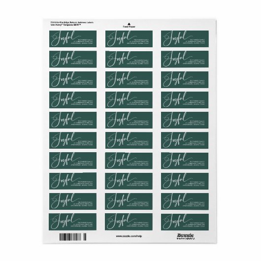 opgewekt | Elegant Script Christmas Green Etiket (Full Sheet)