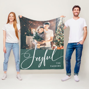 opgewekt   Elegant script en foto kerst Fleece Deken