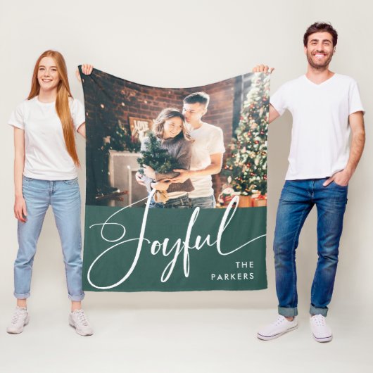 opgewekt | Elegant script en foto kerst Fleece Deken (In situ)