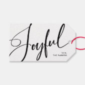 opgewekt | Elegant Script Kerst Zwart-wit Cadeaulabel (Voorkant (Horizontaal))