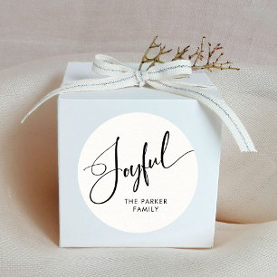 opgewekt Elegant Script Zwart-wit Kerstmis Ronde Sticker