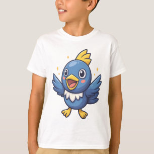 Opgewekte Blauwe Vogel Cartoon geïnspireerd door P T-shirt