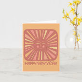 Opgewekte Gloed Zon GELUKKIG NIEUWJAAR Pas het aan Kaart (Gele Bloem)