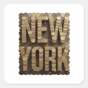 Opgewekte Gouden NEW YORK Cadeau Sticker
