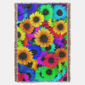 Opgewekte reeks kleurrijke zonnebloemen deken (Voorkant Verticaal)