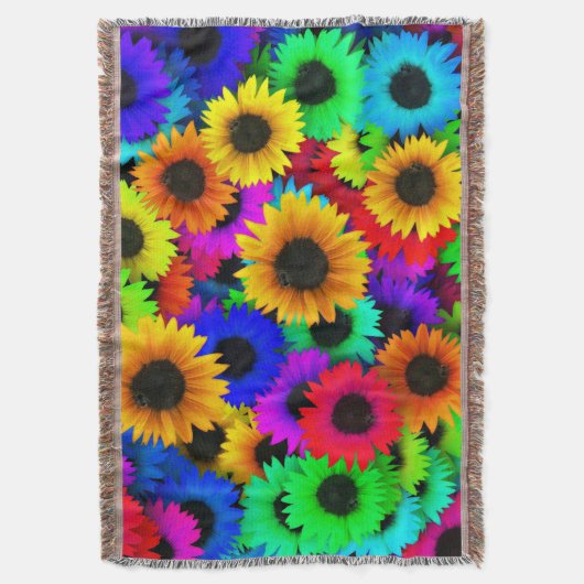 Opgewekte reeks kleurrijke zonnebloemen deken (Voorkant Verticaal)