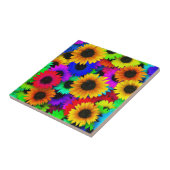 Opgewekte reeks kleurrijke zonnebloemen tegeltje (Zijkant)