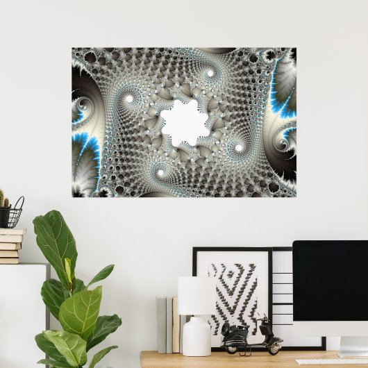 Opgewonden in blauw poster (Thuiskantoor)