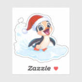 Opgewonden kerstpinguïn sticker (Vel)