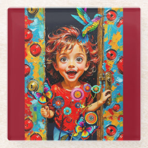 Opgewonden om een nieuwe dag te begroeten glazen onderzetter