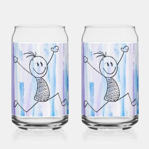 Opgewonden stick Man blik Blikvorm Glas