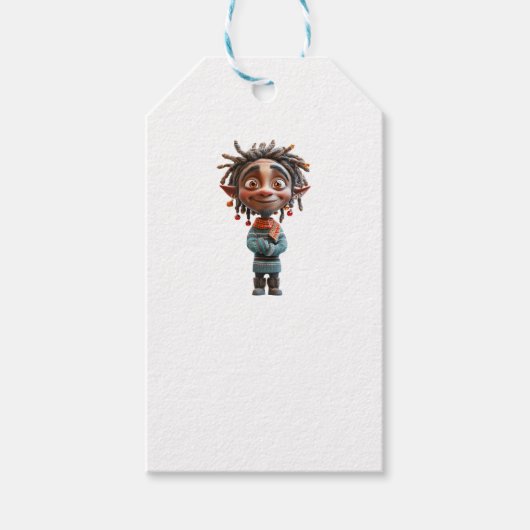 Opgewonden tiener kerst elf witte cadeau Labels Cadeaulabel (Voorkant)