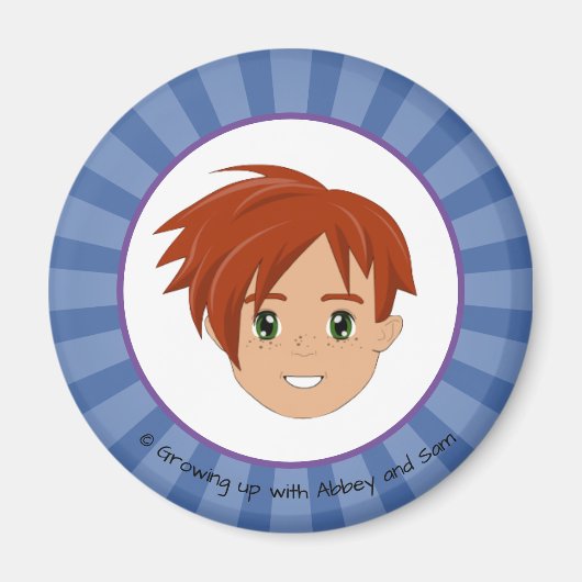 Opgroeien met Abbey en Sam Blue Magnet (Sam) Magneet (Voorkant)
