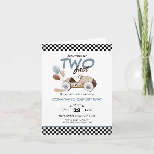 Opgroeien Twee Fast Boy Verjaardagsauto Kleur (Voorkant)