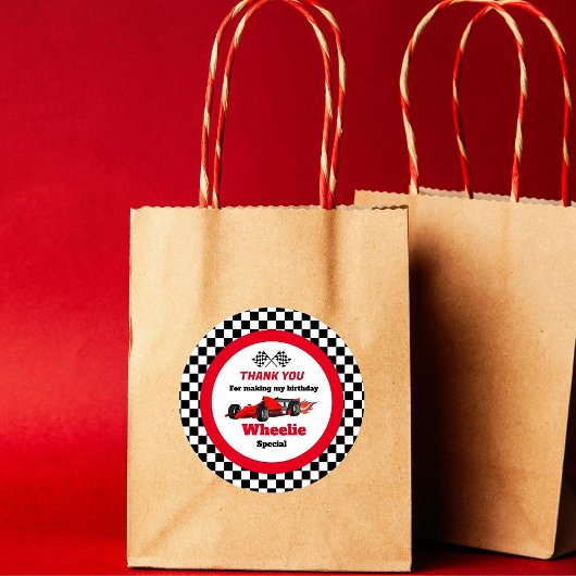 OPGROEIEN TWEE Fast Race Car Boy 2e Verjaardag Pap Ronde Sticker