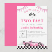 Opgroeien Twee Fast Race Car Girl 2e Verjaardag Kaart (Voorkant / Achterkant)