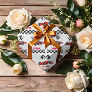 OPGROEIEN TWEE snelle race auto jongen 2e verjaard Cadeaupapier