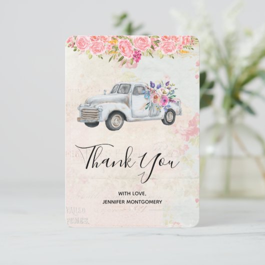 ophaalwagen Rustic Waterverf Dank u Bedankkaart (Staand voorkant)